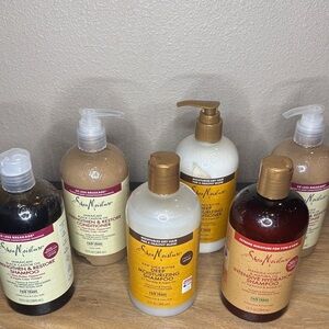 Shea Moisture Hair Care Bottles — Gold, White, Brown, Amber